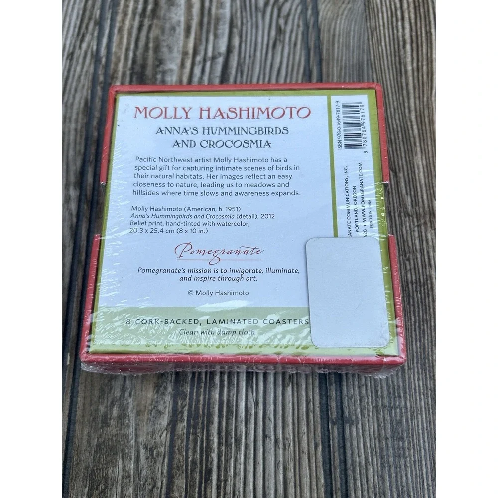 Hummingbird Set Of 8 Drink Coasters By Molly Hashimoto Pomegranate Brand Art NIB
